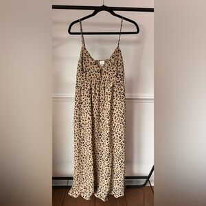 Women's Ruched Midi Dress - A New Day™ Brown Leopard